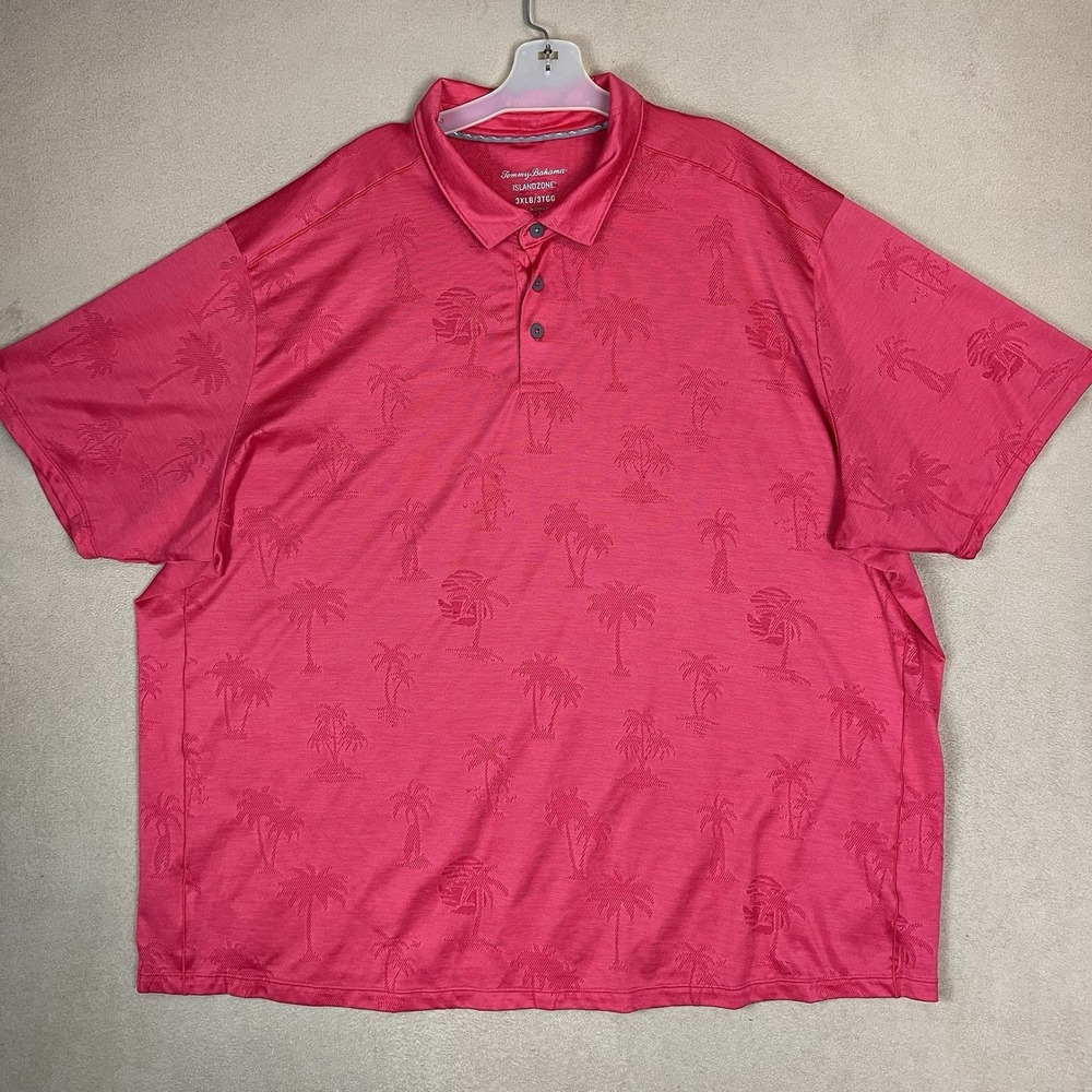 Tommy Bahama Island Zone Polo Shirt Mens 3XLB Pink Palm Coast Palmera SS